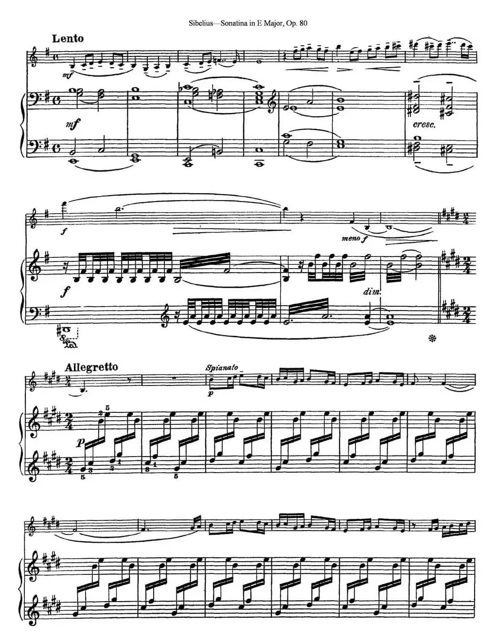 Violin Sonatina in E Major Op.80（小提琴+钢琴伴奏）