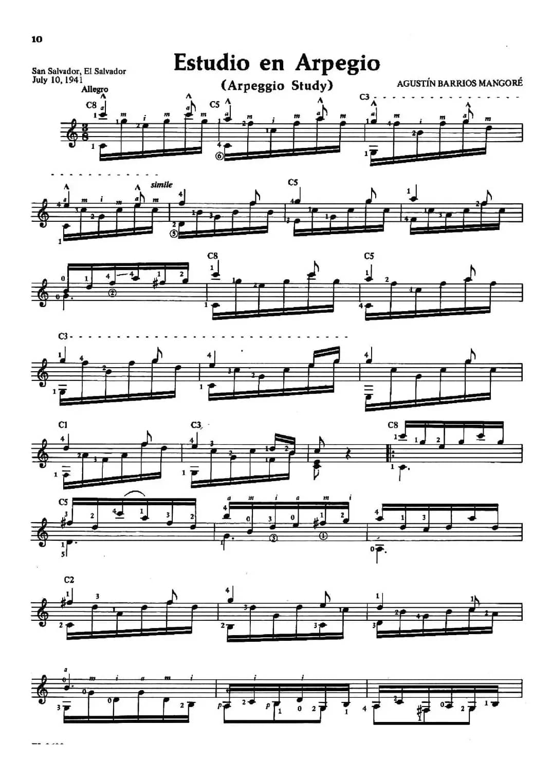 Estudio en Arpegio（古典吉他）