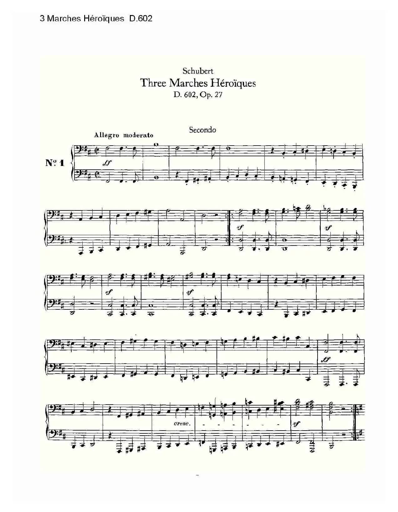 3 Marches Héroïques D.602（3 进行曲Héroïque）