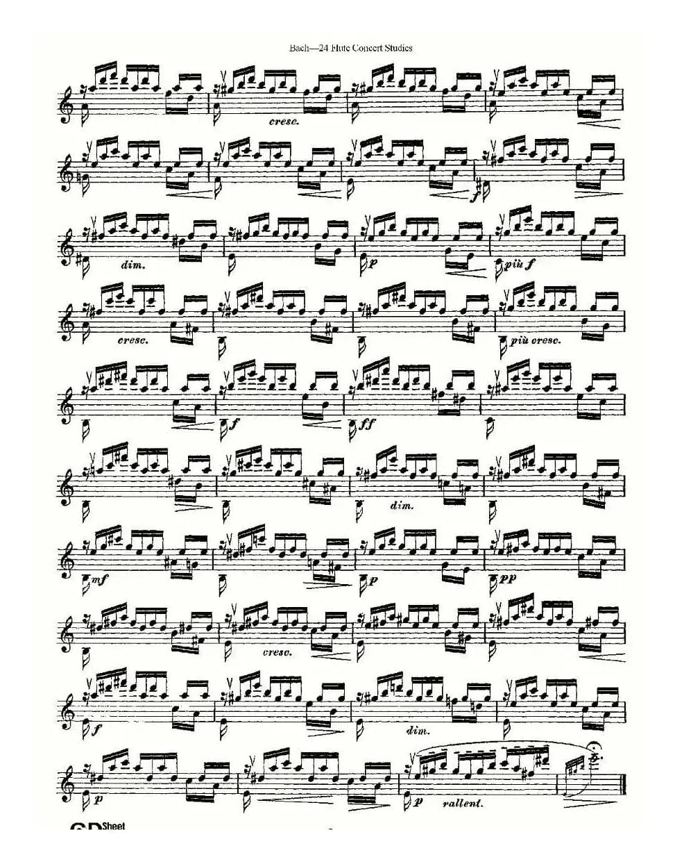 Bach-24 Flutc Concert Studies 之1—5（巴赫—24首长笛音乐会练习曲）
