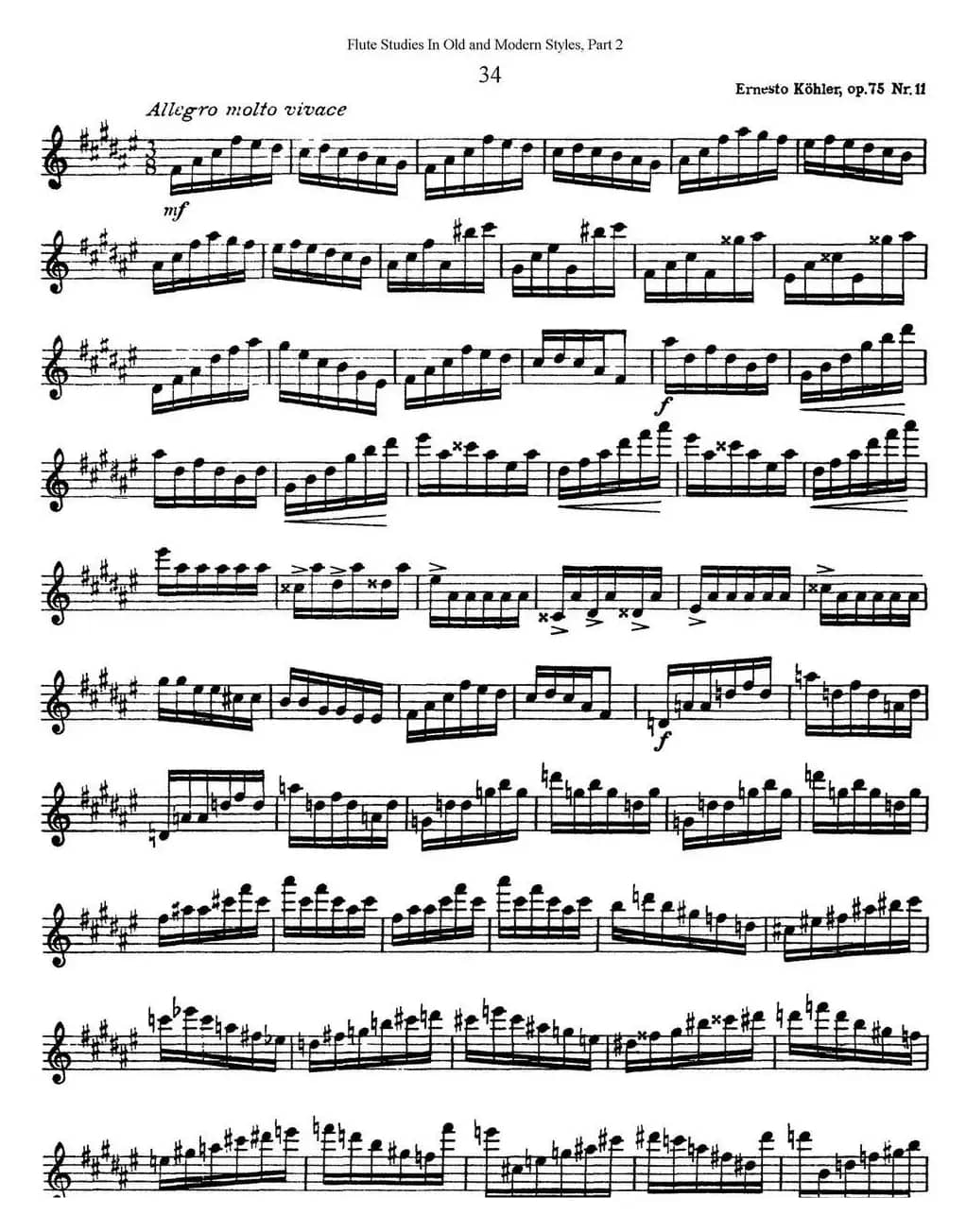 斯勒新老风格长笛练习重奏曲（第二部分）（NO.34）