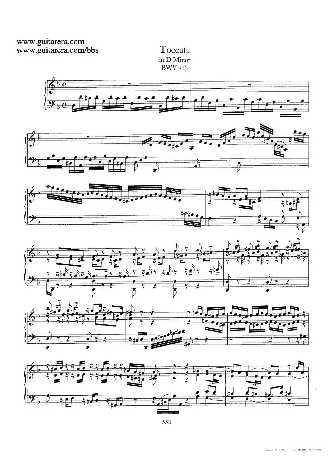 Toccata BWV 913（7首托卡塔·No.4.d小调）