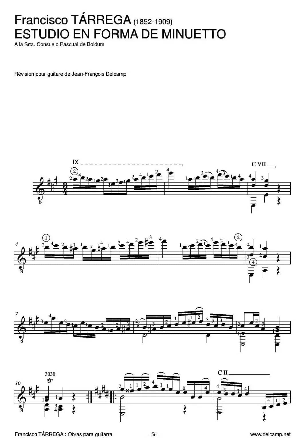 ESTUDIO EN FORMA DE MINUETTO(A la Srta.Consuelo Pascual de Boldum)（古典吉他）