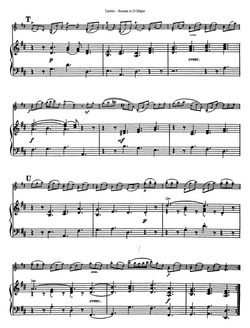 Violin Sonata in D Major（小提琴+钢琴伴奏）