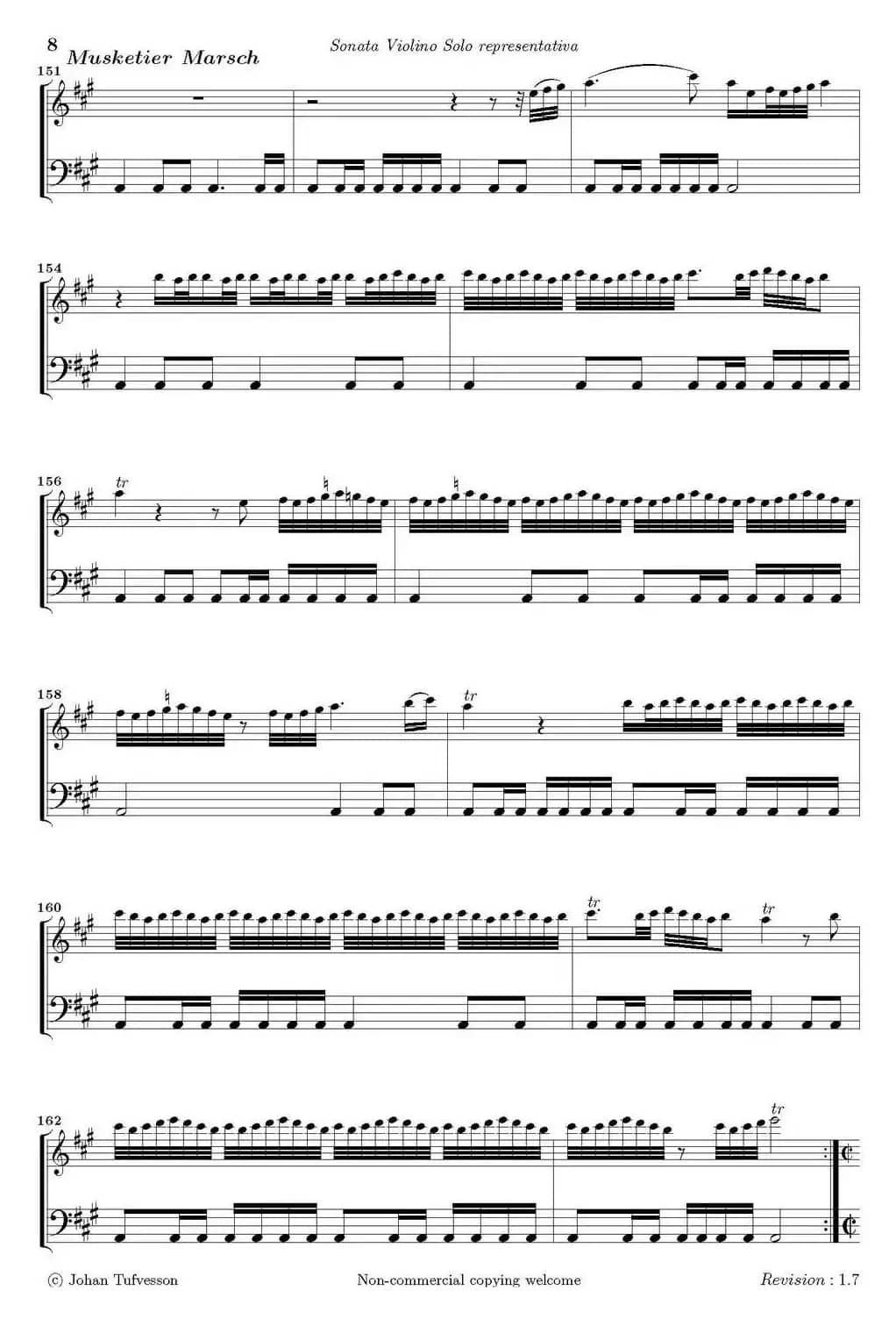Sonata Violino Solo representativa（Violino+Basso Continuo）