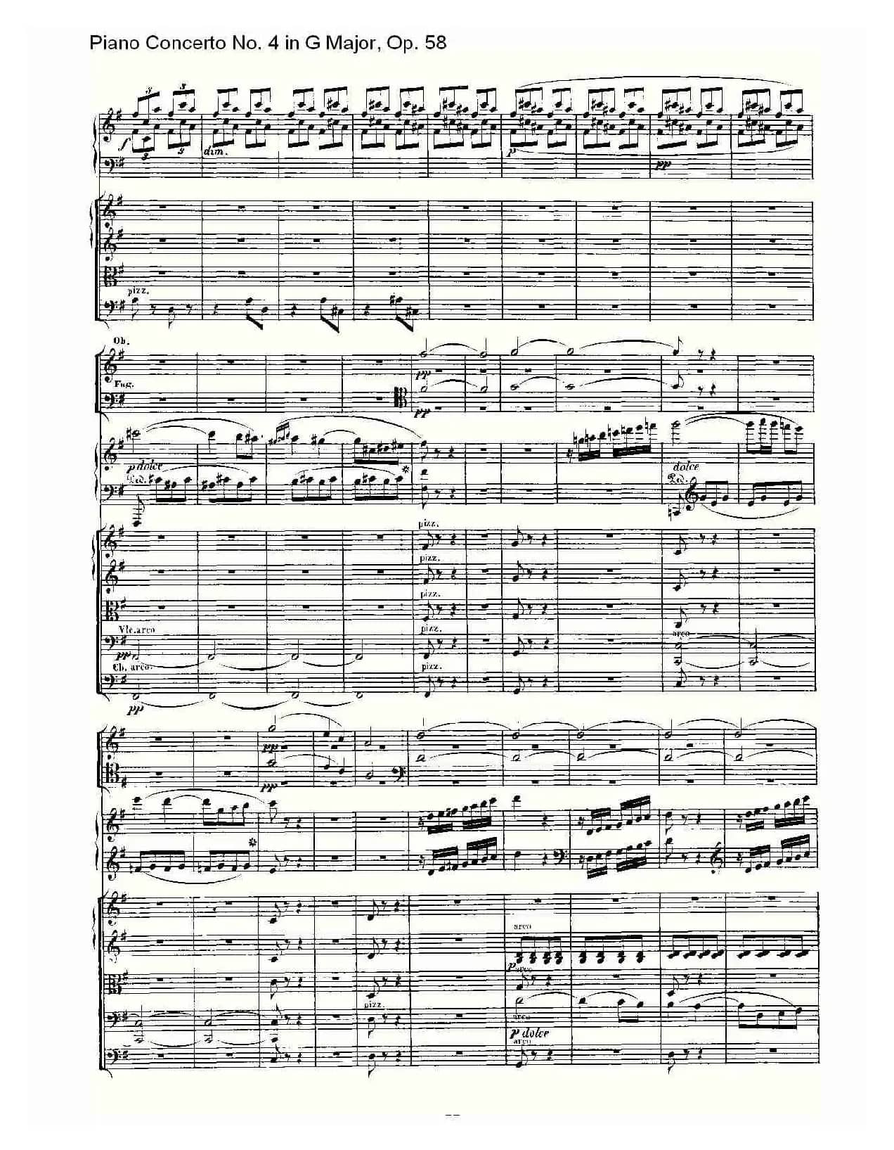 Ｇ大调钢琴第四协奏曲 Op.58 第三乐章（总谱）