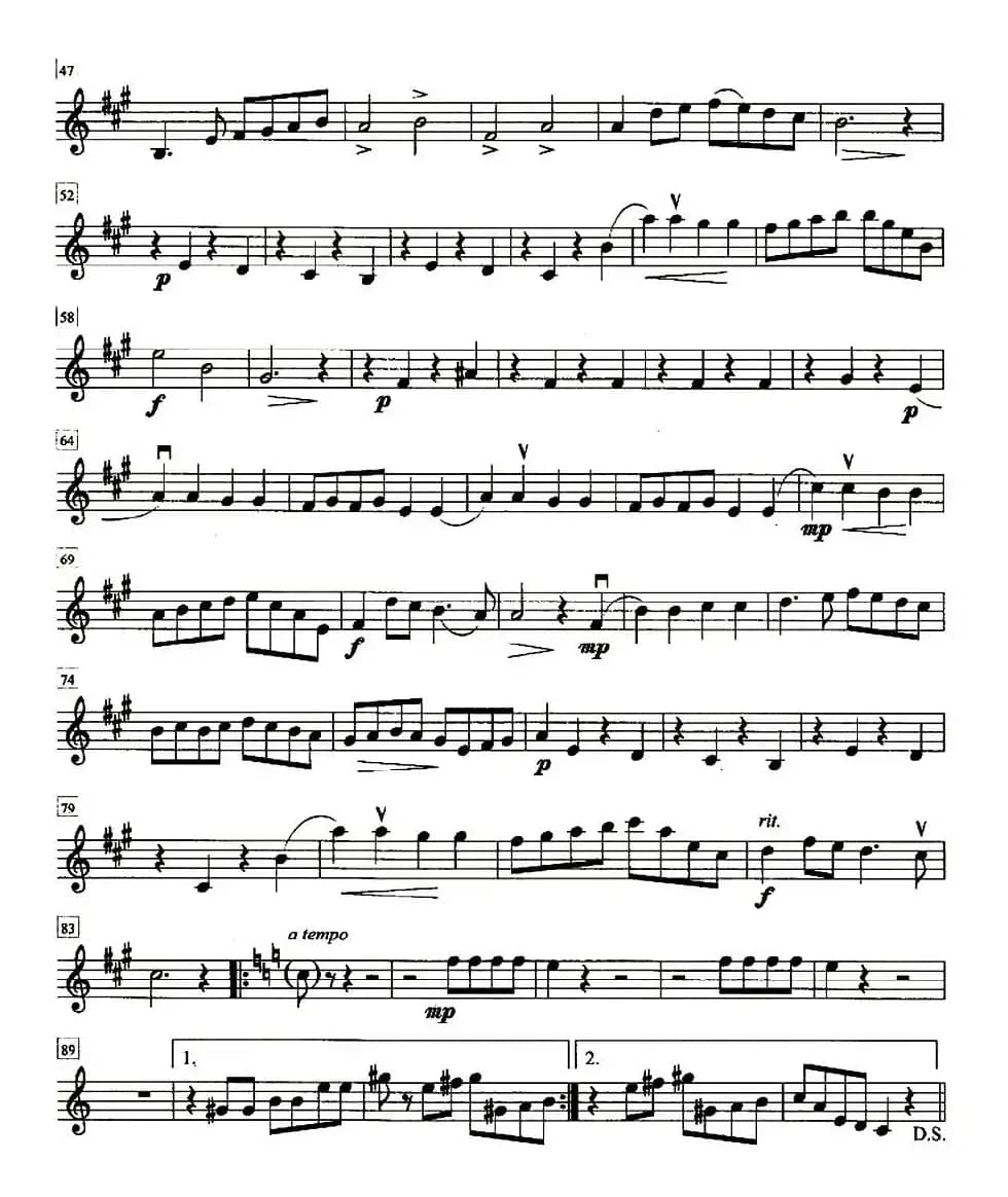 金婚曲（加布瑞尔马利作曲版、四重奏第二小提琴分谱）