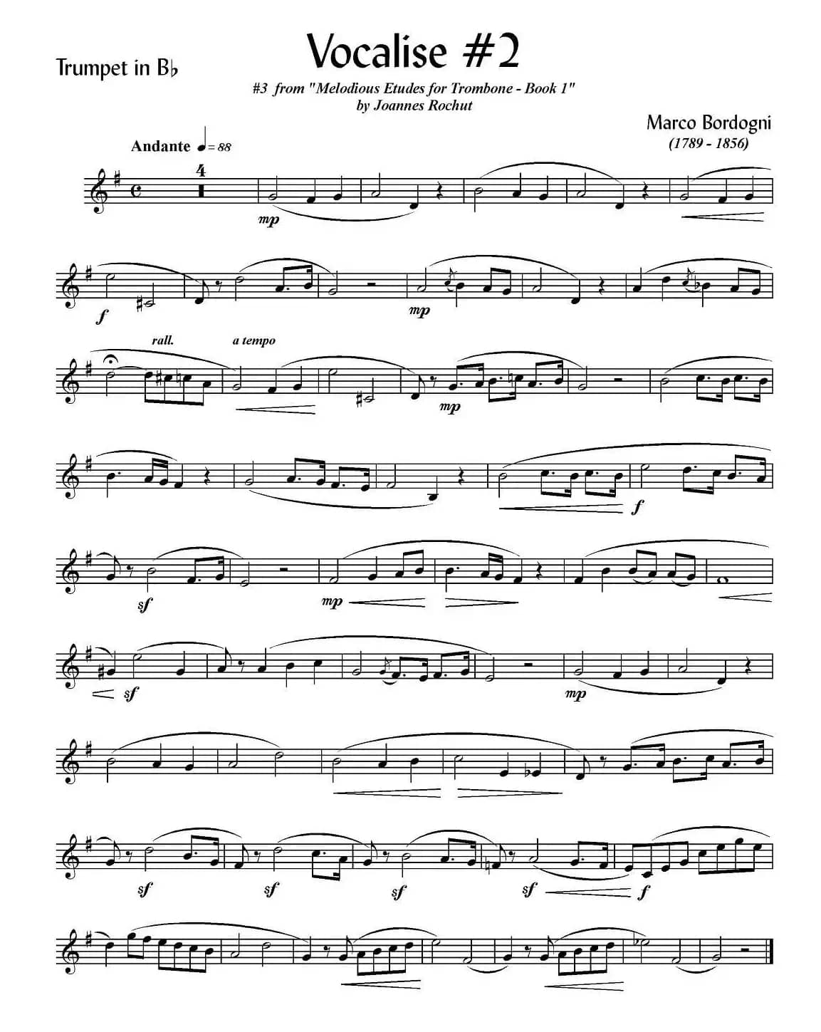 Bordogni - Vocalise #2（小号）