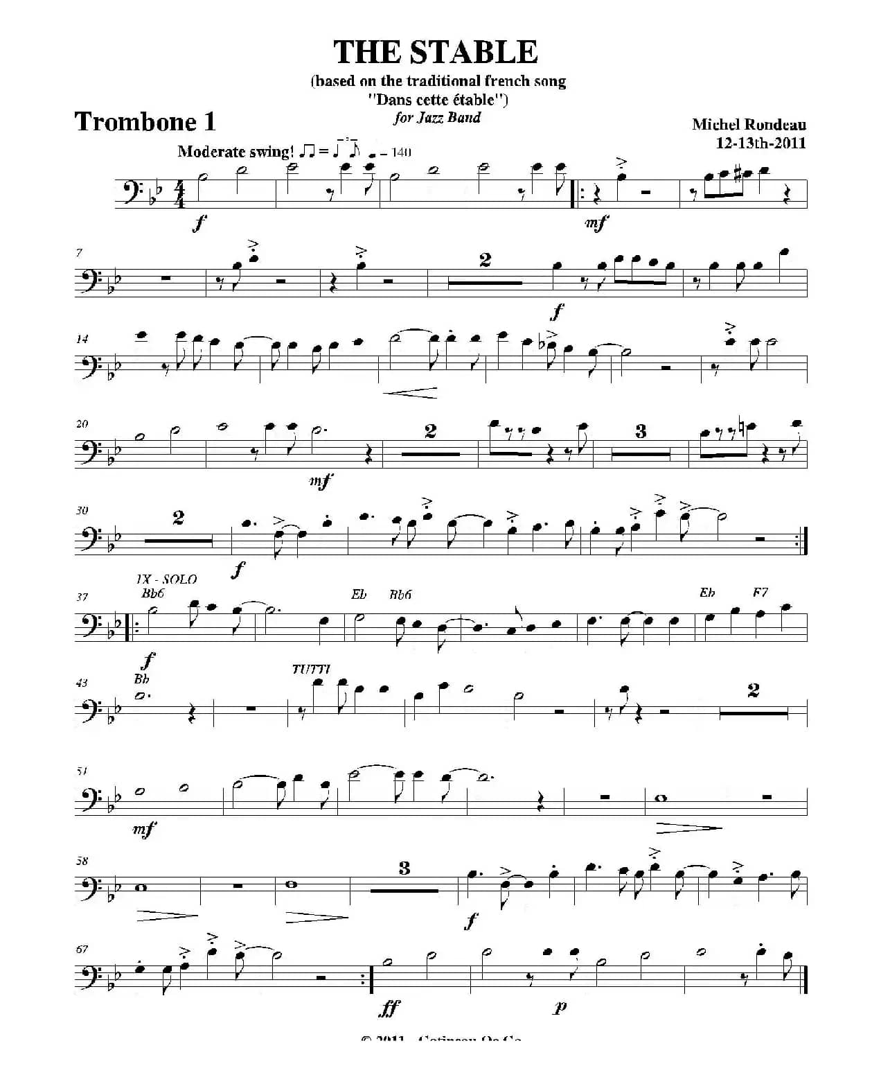 THE STABLE（第一长号分谱）