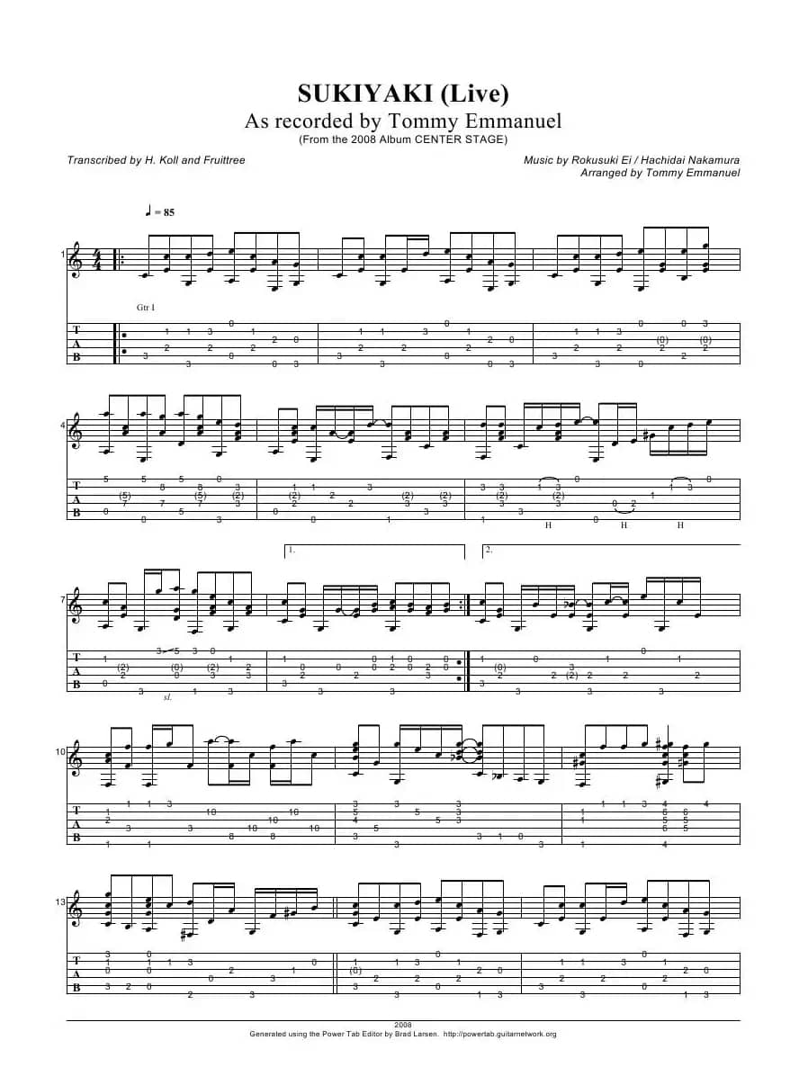 tommy emmanuel：sukiyaki（指弹吉它）