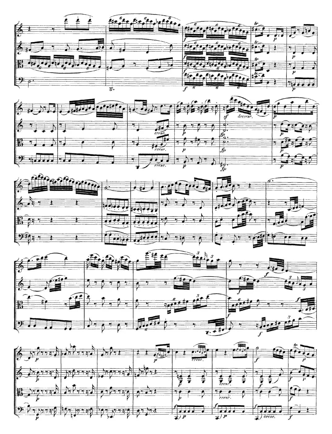 Mozart《Quartet No.14 in G Major,K.387》（总谱）