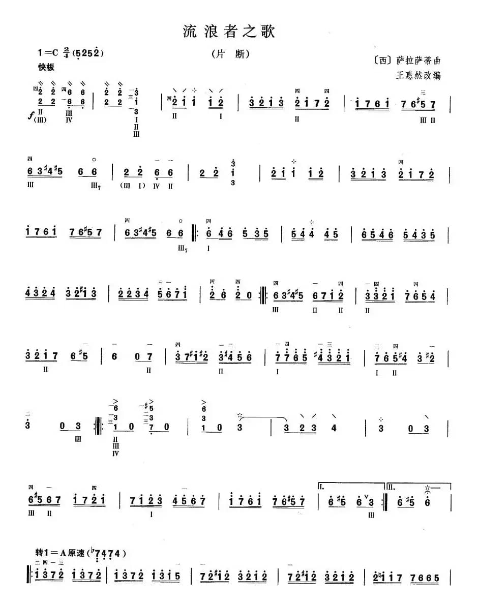 柳琴考级曲目九级：流浪者之歌（片段）