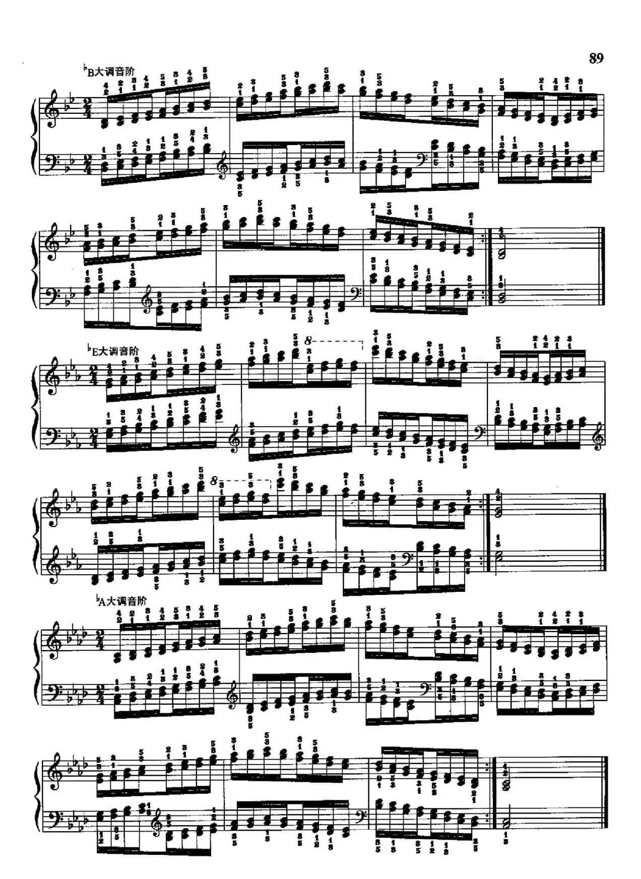 哈农钢琴练指法（第三部分·52 平行三度音阶）