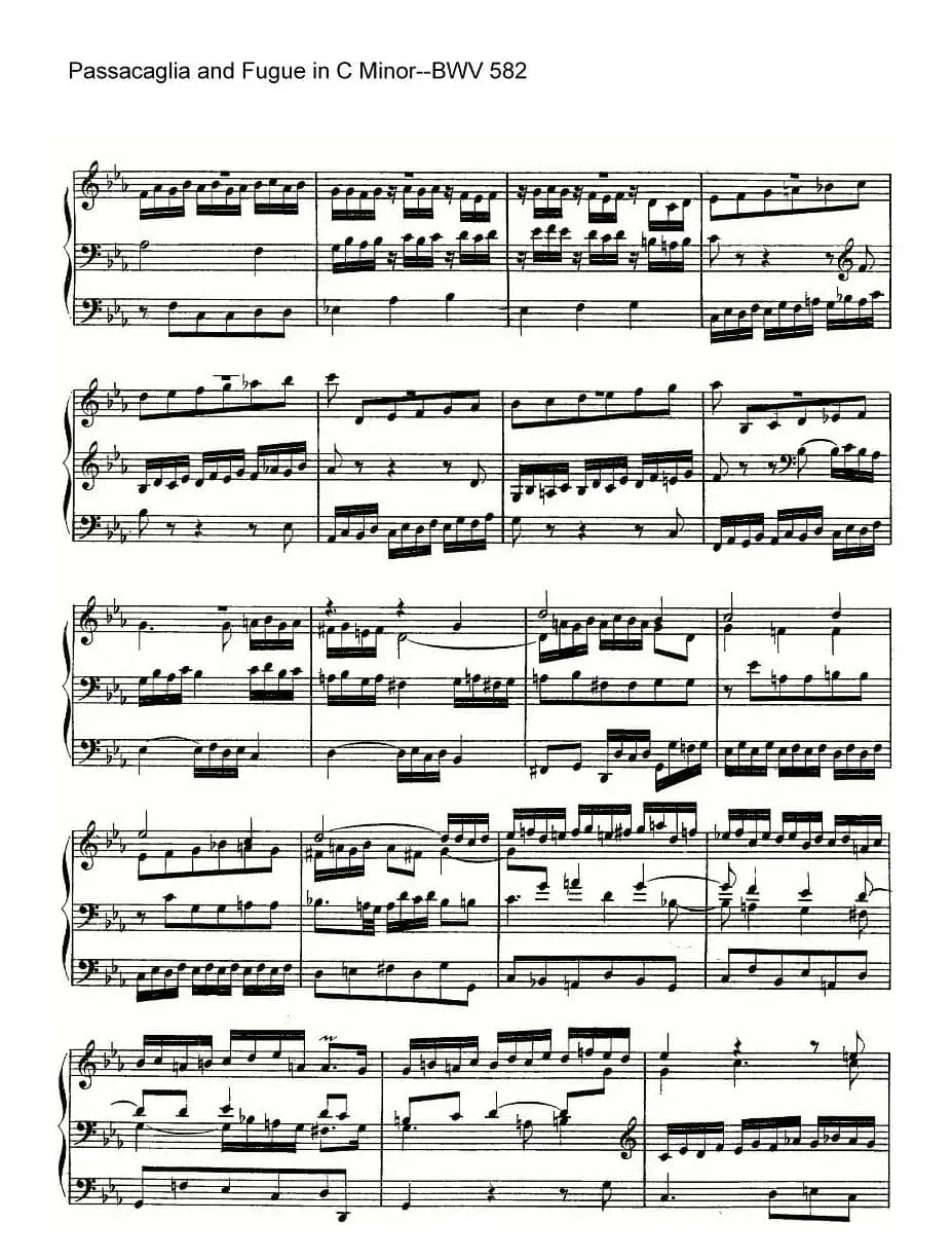 Passacaglia and Fugue in C Minor--BWV 582（管风琴谱）