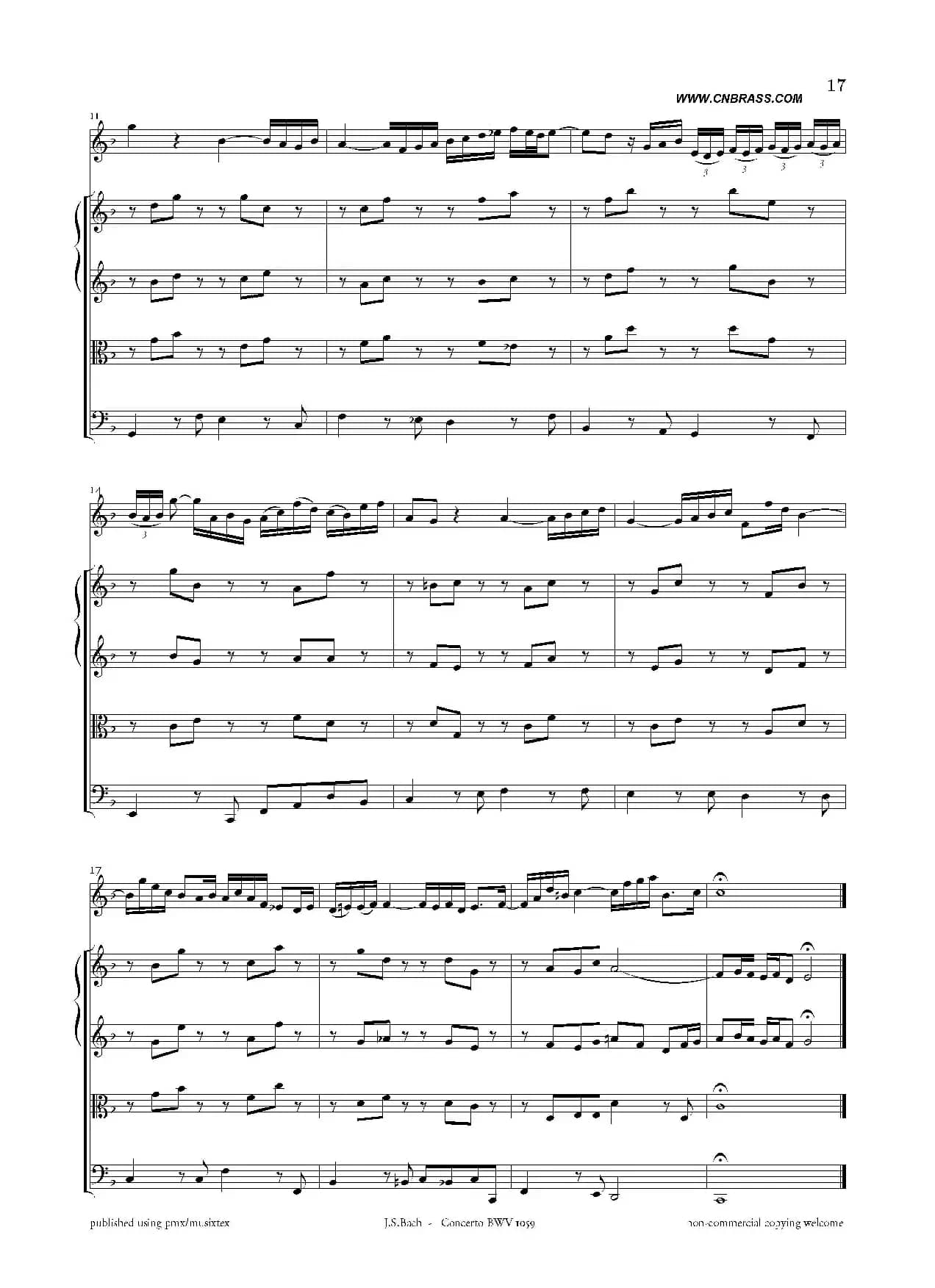 Concerto BWV 1059（双簧管与弦乐D小调协奏曲）