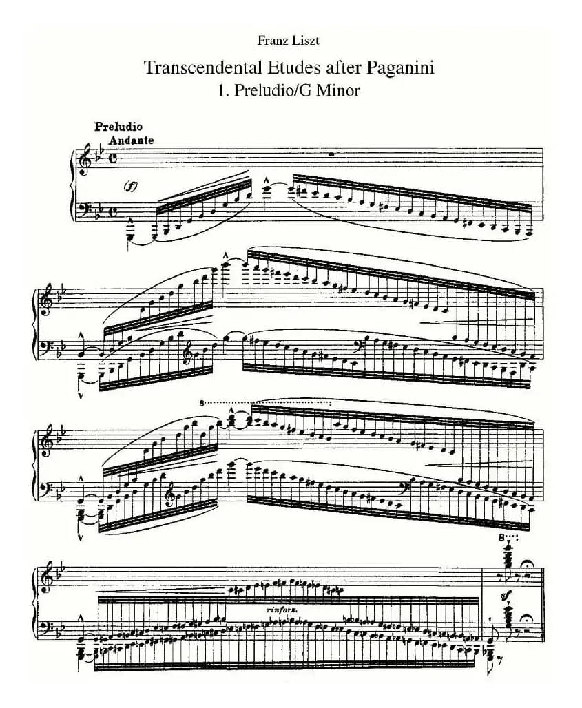 李斯特六首帕格尼尼练习曲之（一）