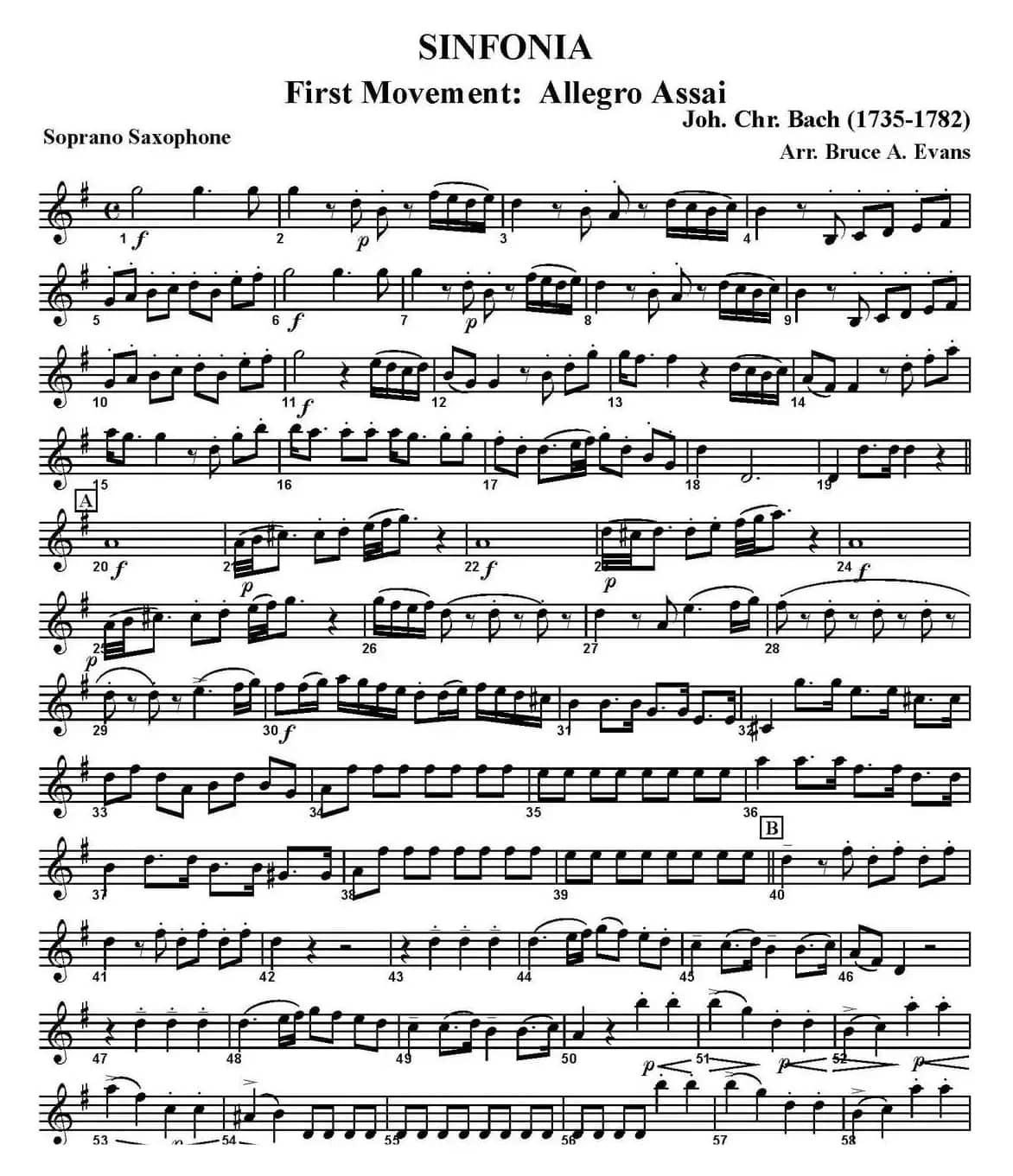 SINFONIA First Movement：Allegro Assai（四重奏·高音萨克斯分谱）