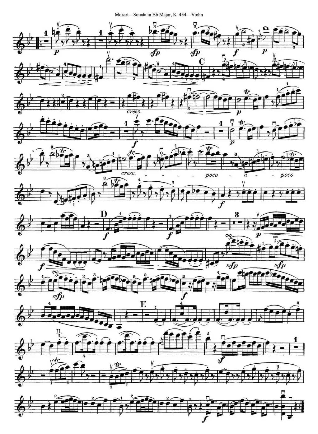 Violin Sonata in Bb Major K.454