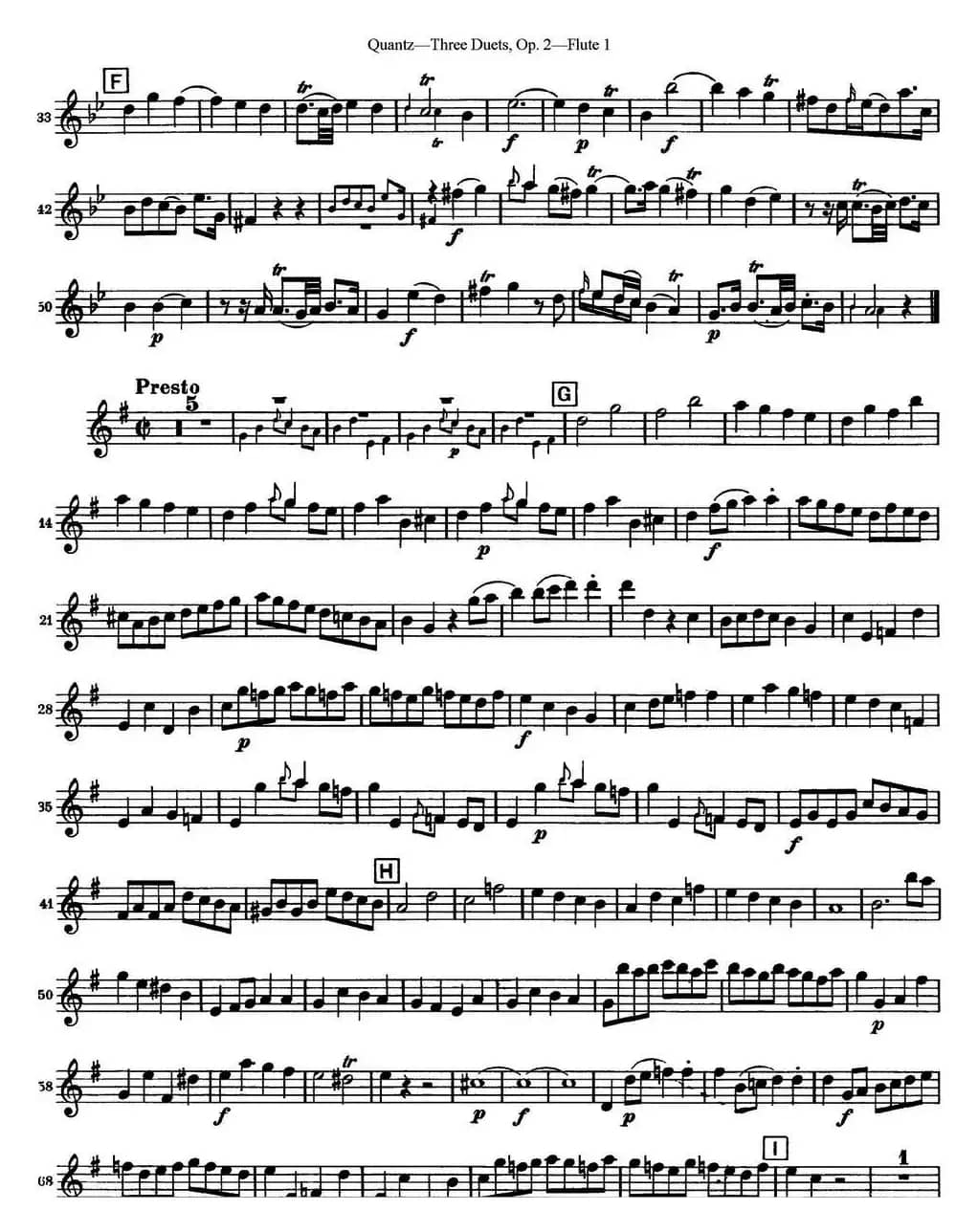 匡茨G大调长笛二重奏Op.2——Flute 1（No.1）