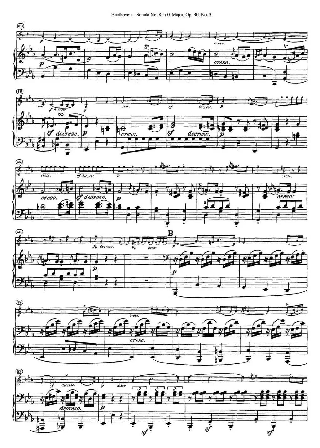 Violin Sonata No.8 in G Major Op.30 No.3（小提琴+钢琴伴奏）