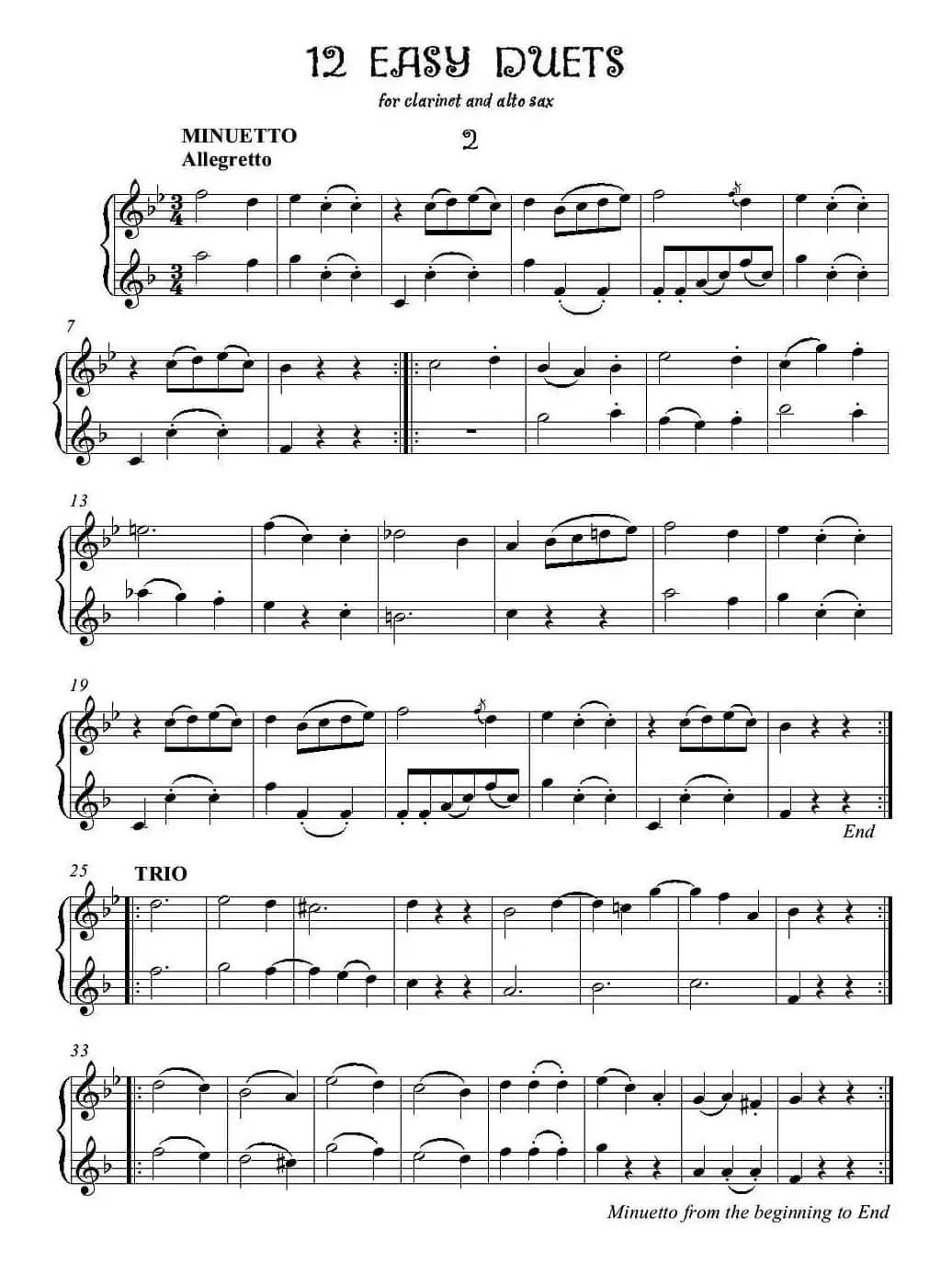 12首单簧管萨克斯重奏之二