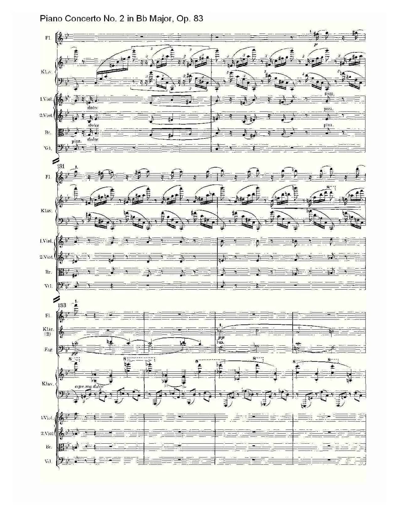 Bb大调钢琴第二协奏曲, Op.83第一乐章（一）