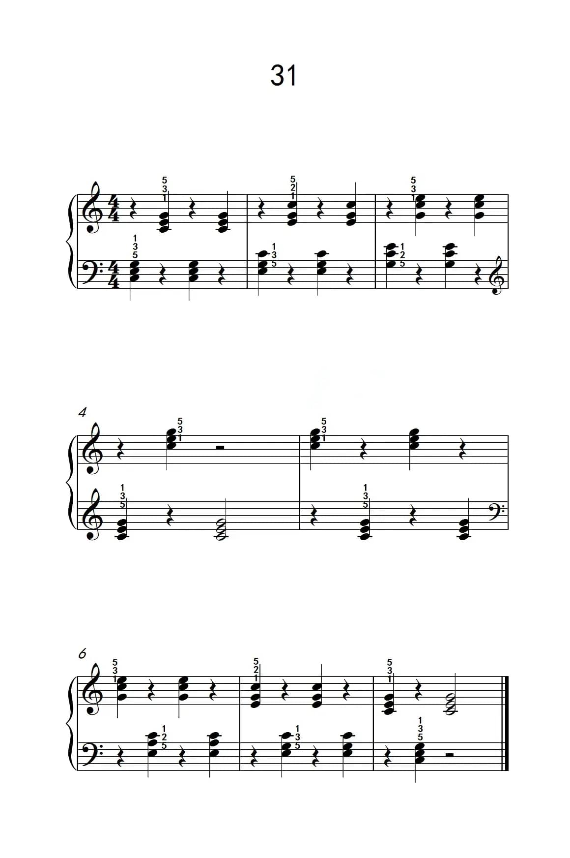 和弦练习 31（儿童钢琴手指练习 2）