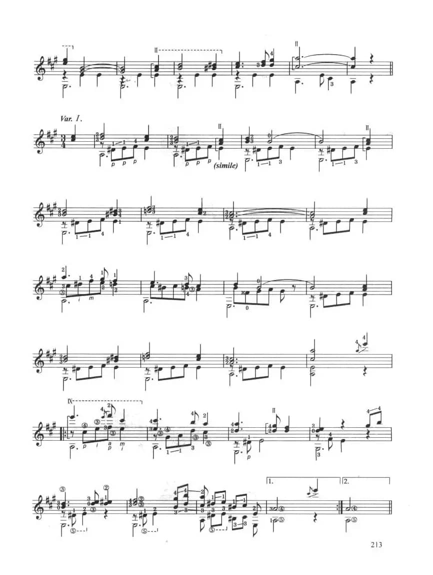 古典吉他考级十级外国乐曲A组（3、威尼斯狂欢节主题与变奏）