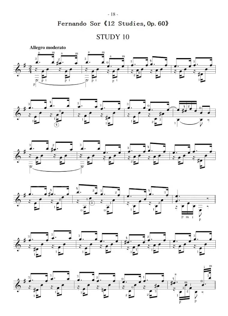 Fernando Sor《12 Studies,Op.60》（STUDY 10）