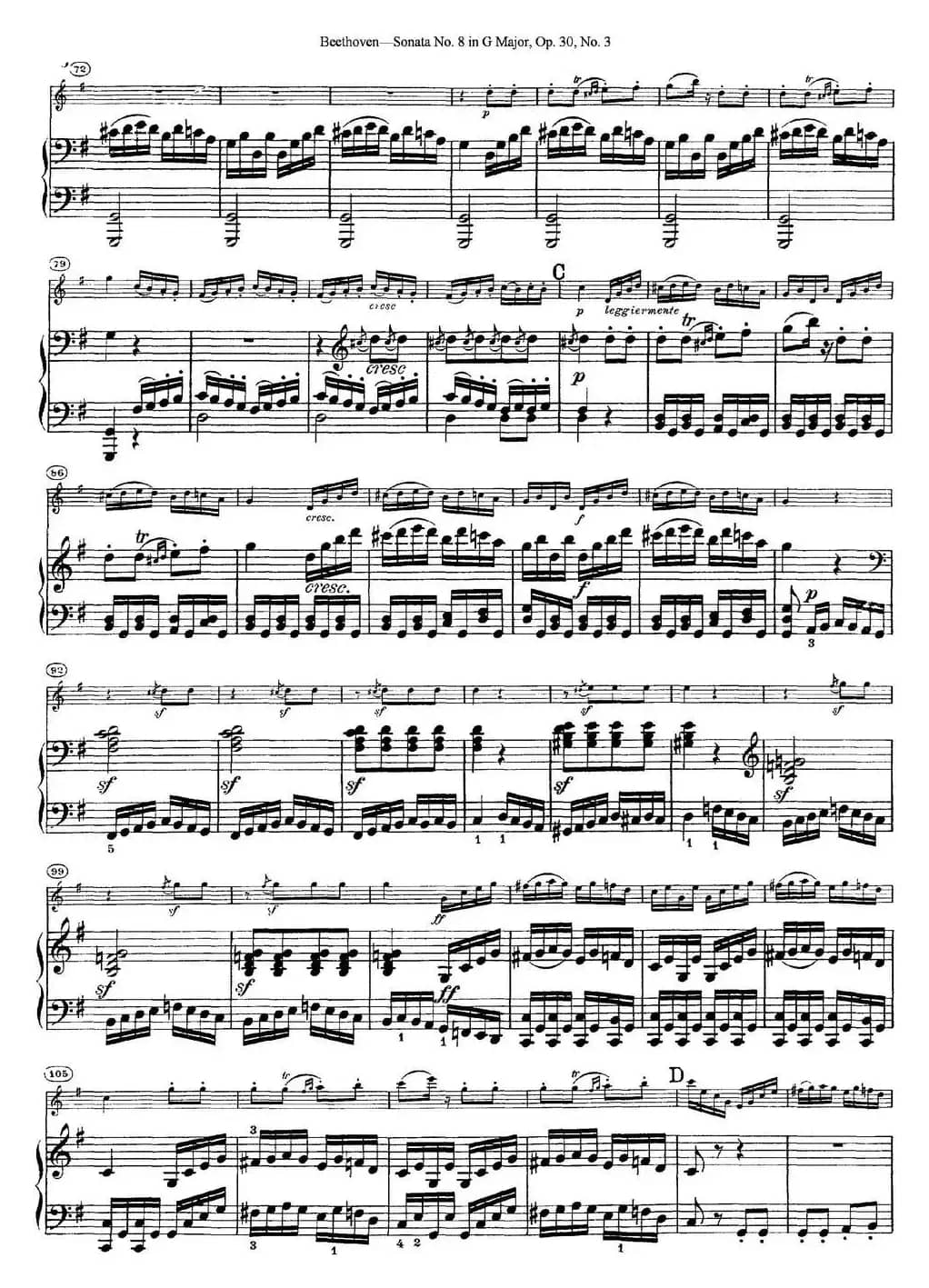 Violin Sonata No.8 in G Major Op.30 No.3（小提琴+钢琴伴奏）