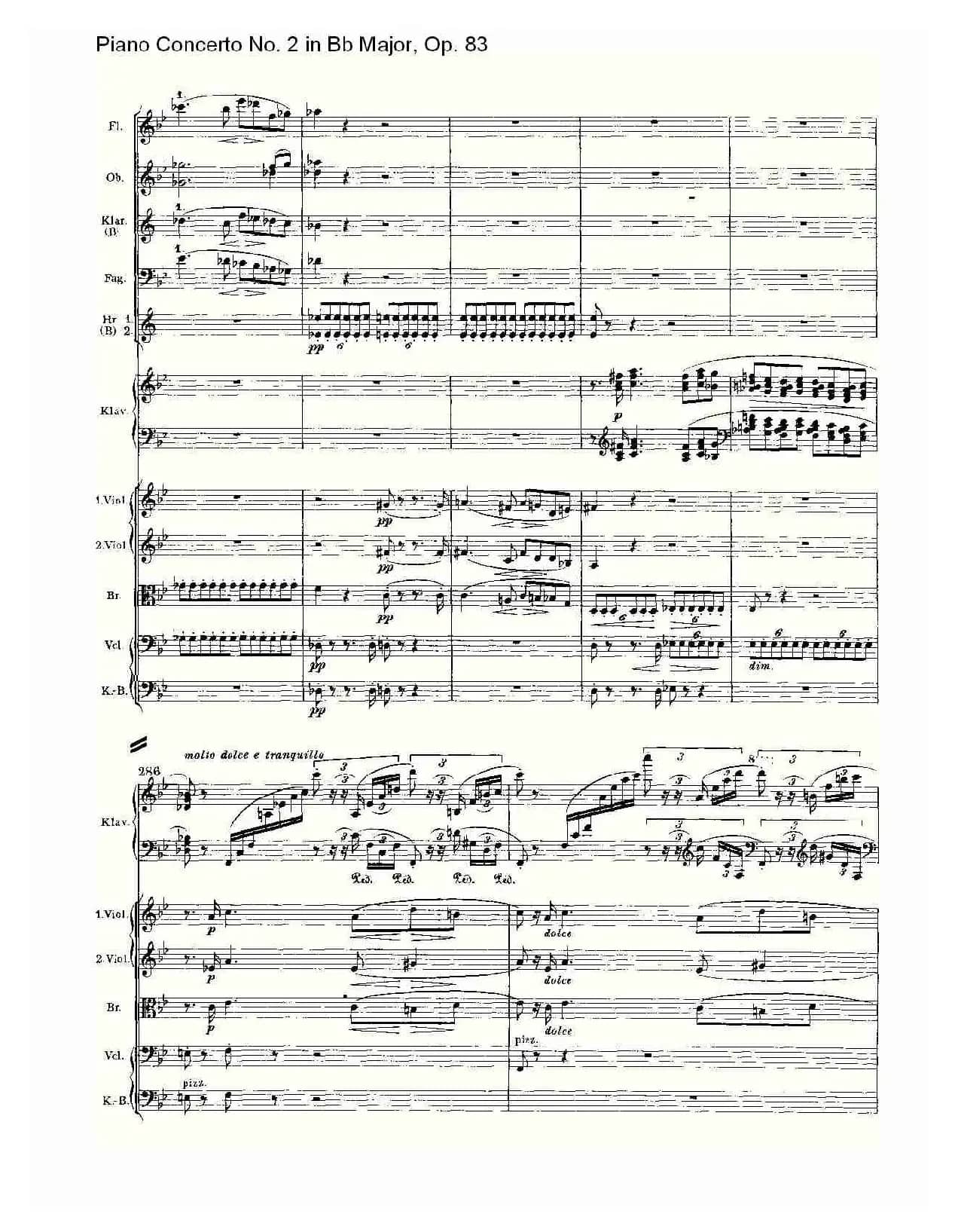 Bb大调钢琴第二协奏曲, Op.83第一乐章（一）