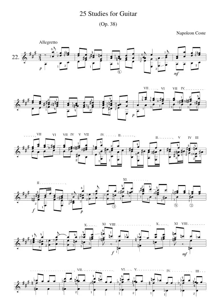 Napoleon Coste《25 Studies,Op.38》（STUDY 22）