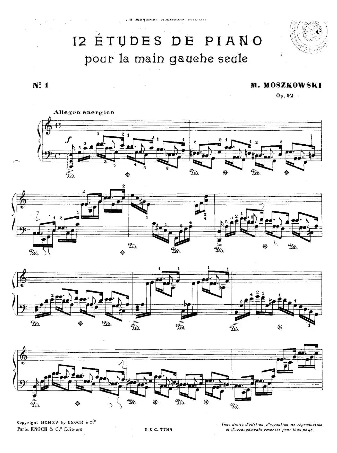12 Etudes For The Left Hand Op.92 No.1(12首为左手而作的钢琴练习曲)