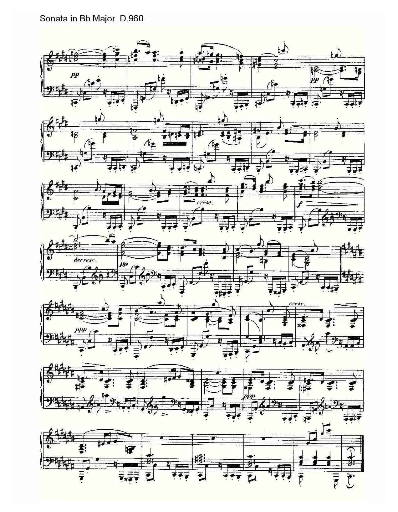 Sonata in Bb Major D.960（Bb大调奏鸣曲 D.960）