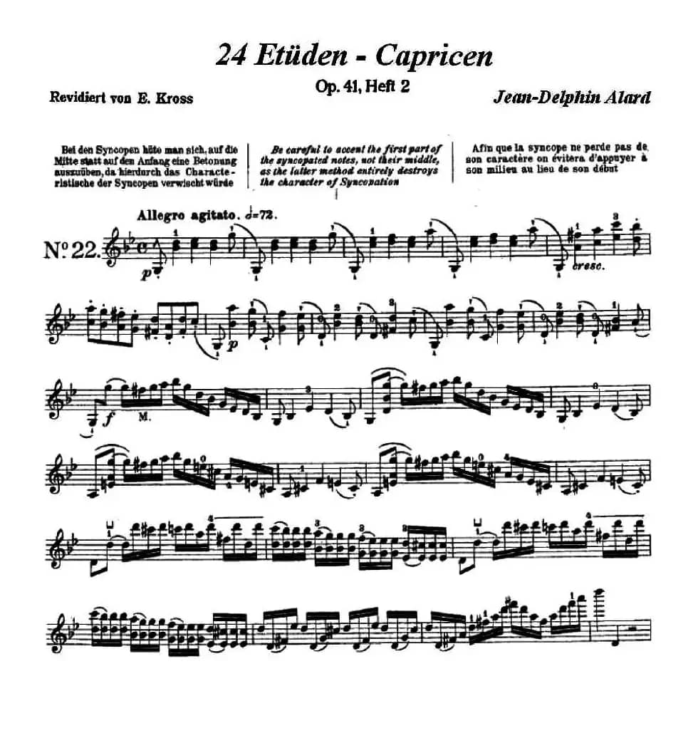 让·德尔菲·阿拉尔-12首小提琴隨想练习曲之22