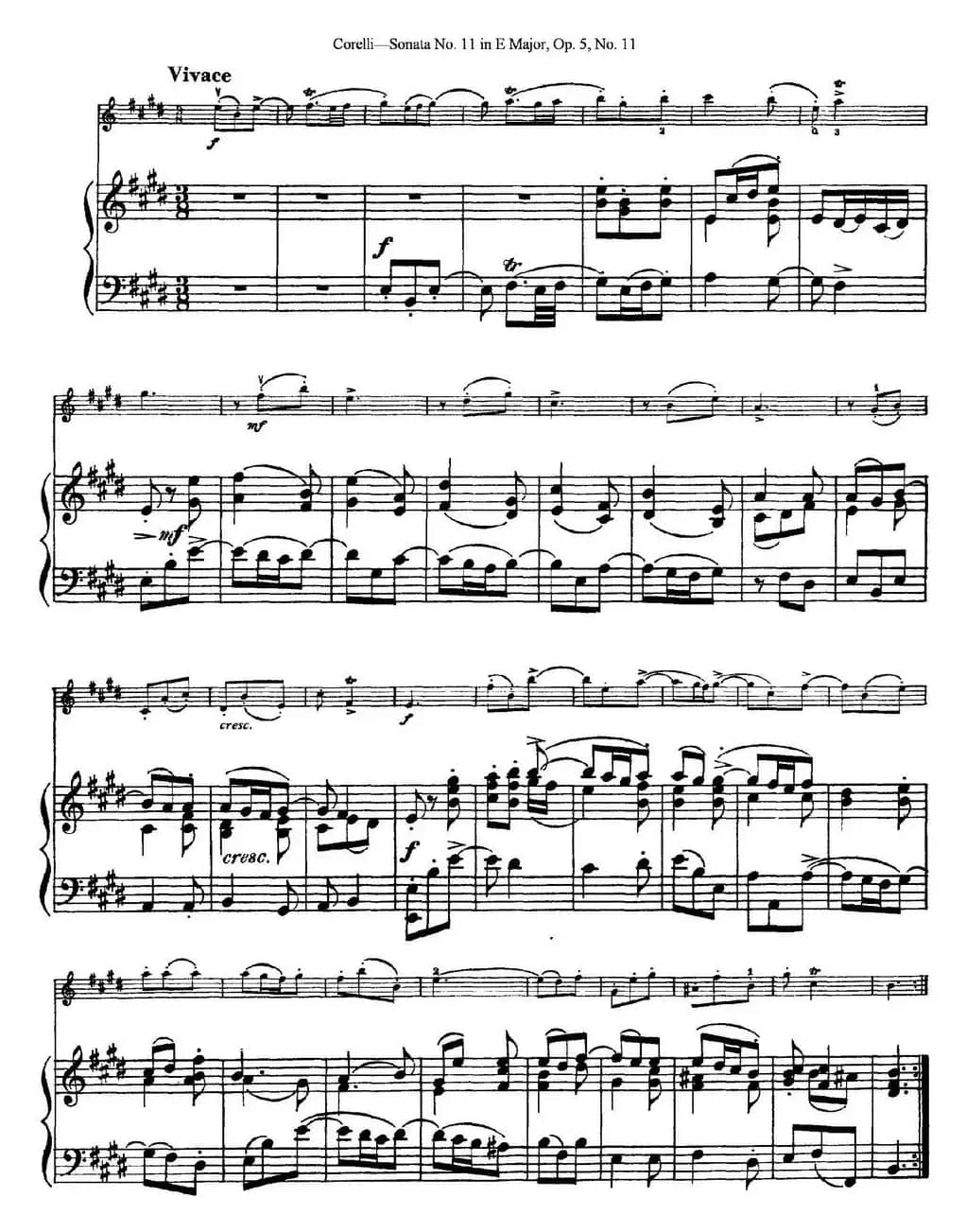 Sonata No.11 in E Major Op.5 No.11（小提琴+钢琴伴奏）
