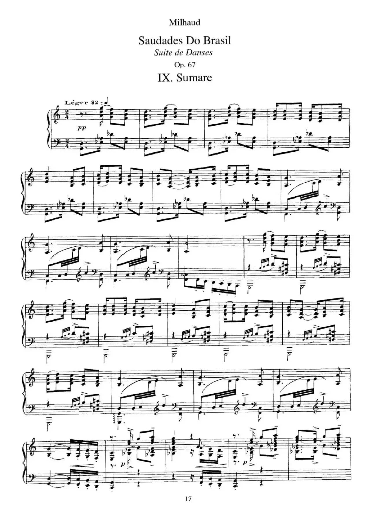 Saudados do Brasil Op.67(巴西回忆·Ⅸ)