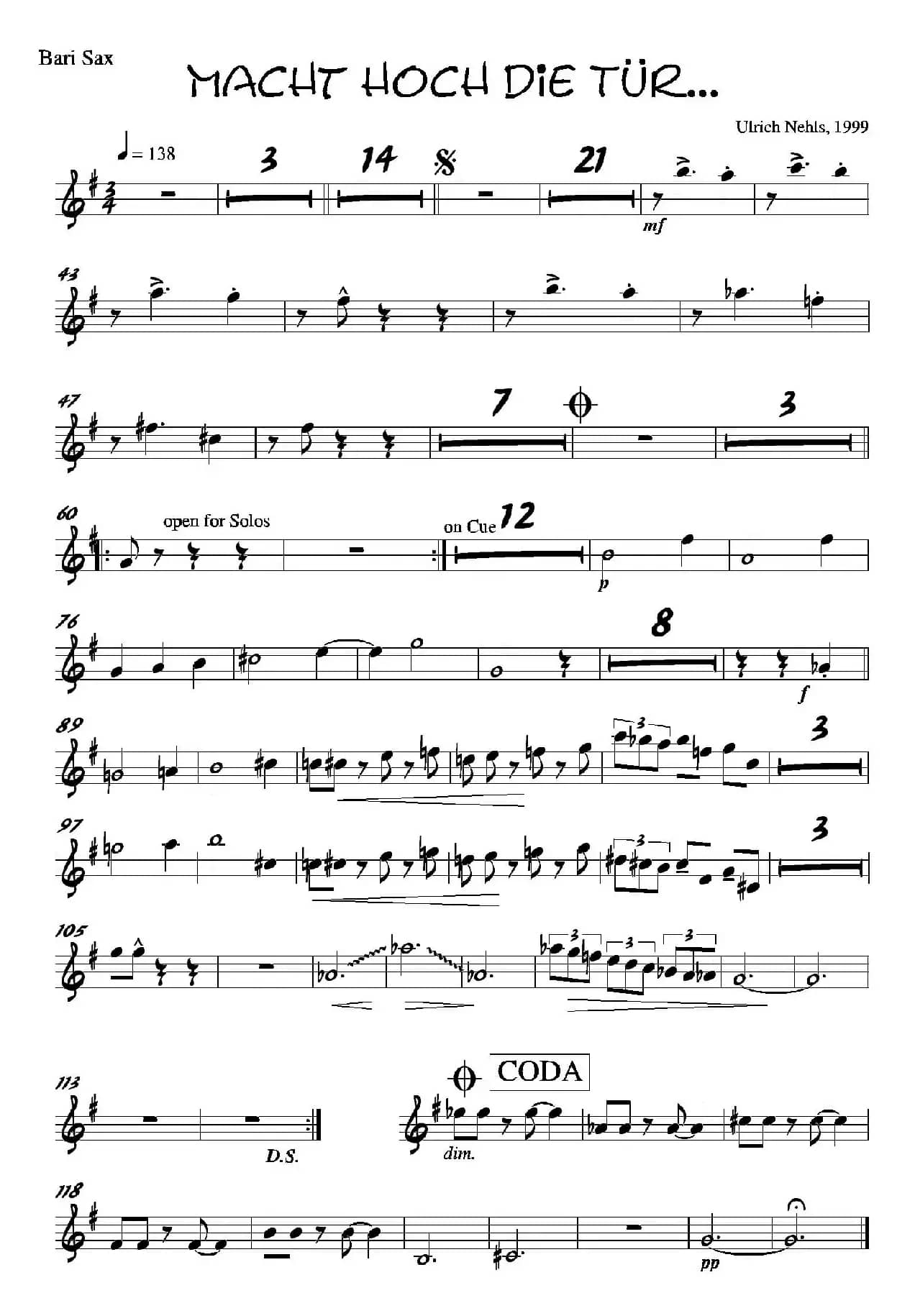 Macht Hoch Die Tru…（上低音萨克斯分谱）