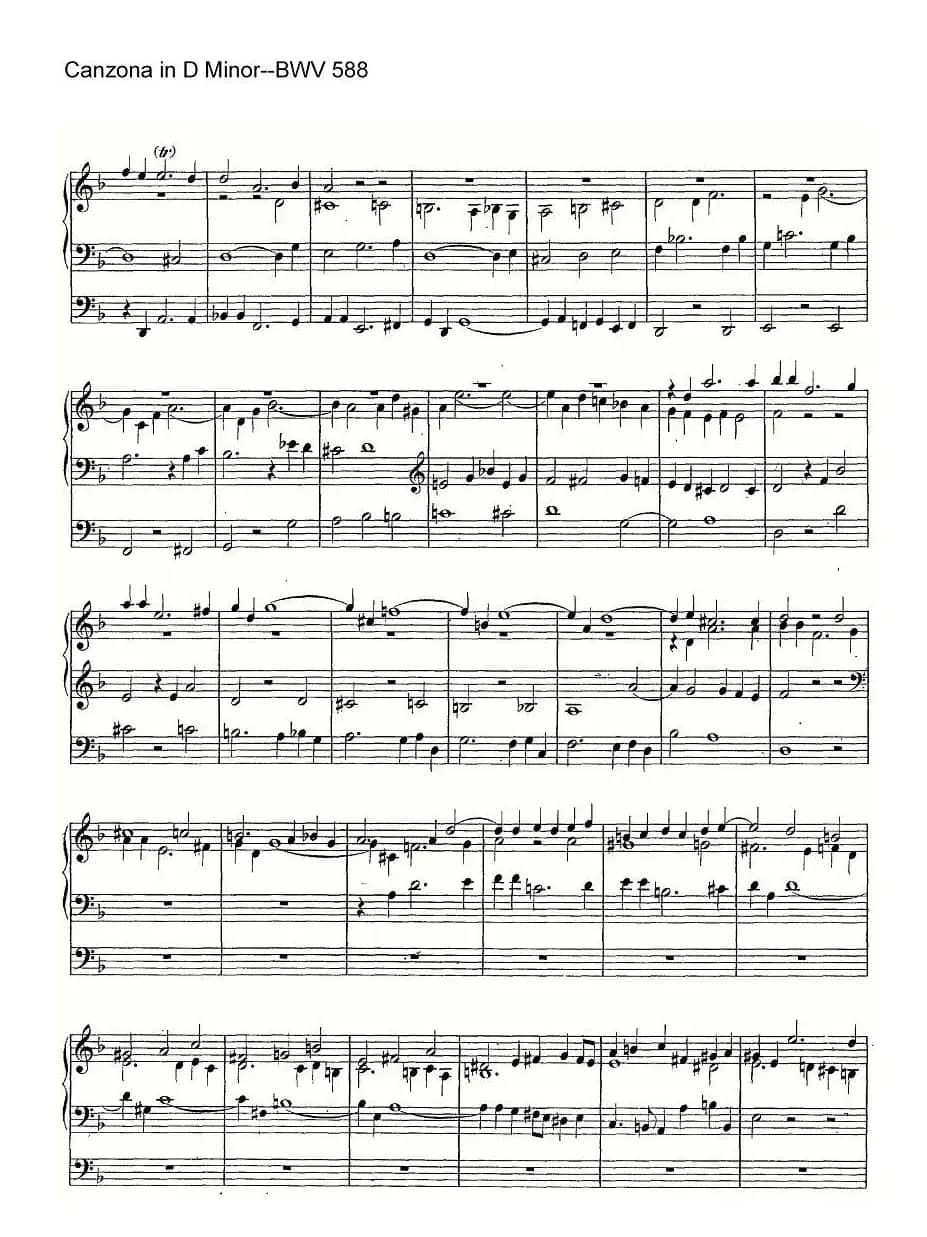 Canzona in D Minor--BWV 588(管风琴谱)