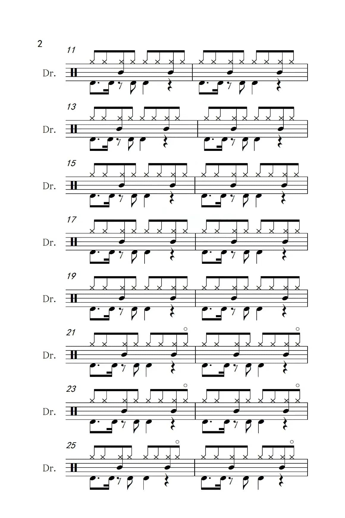 不想长大（架子鼓谱）