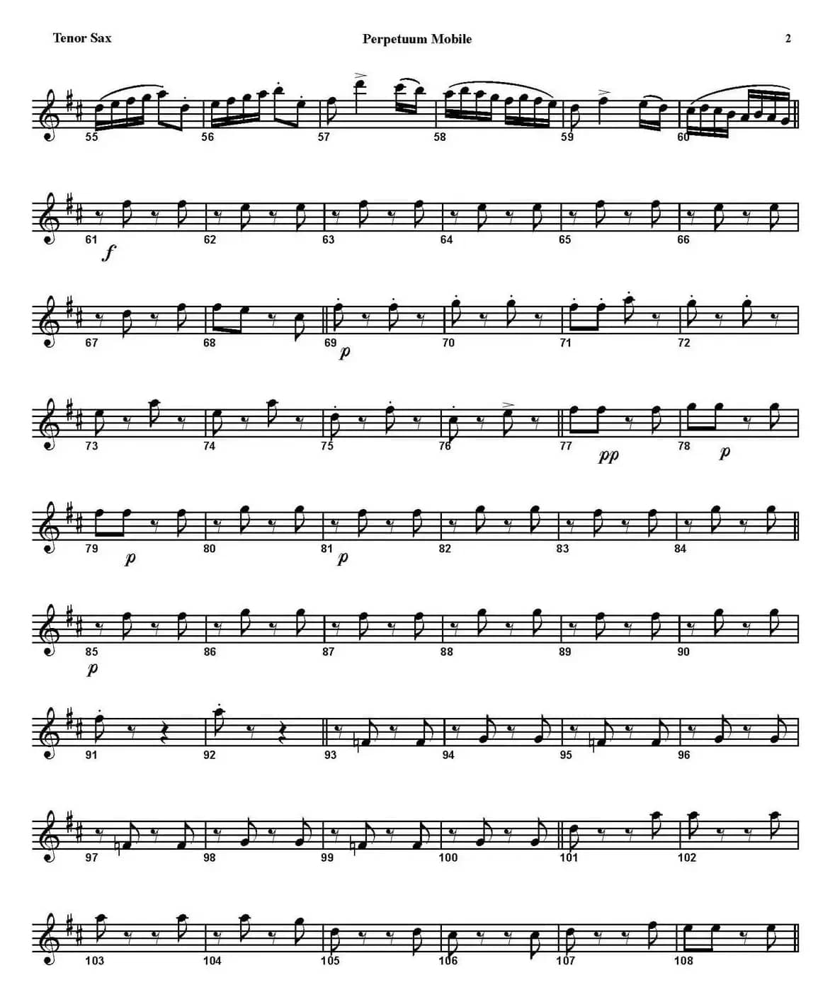 PERPETUUM MOBILE（四重奏·次中音萨克斯分谱）