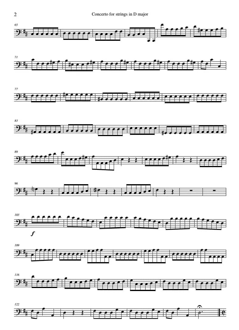Concerto for strings in D Major（RV121、Cello分谱）