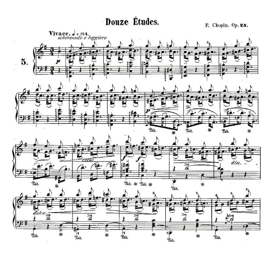肖邦钢琴练习曲，Op.25之五