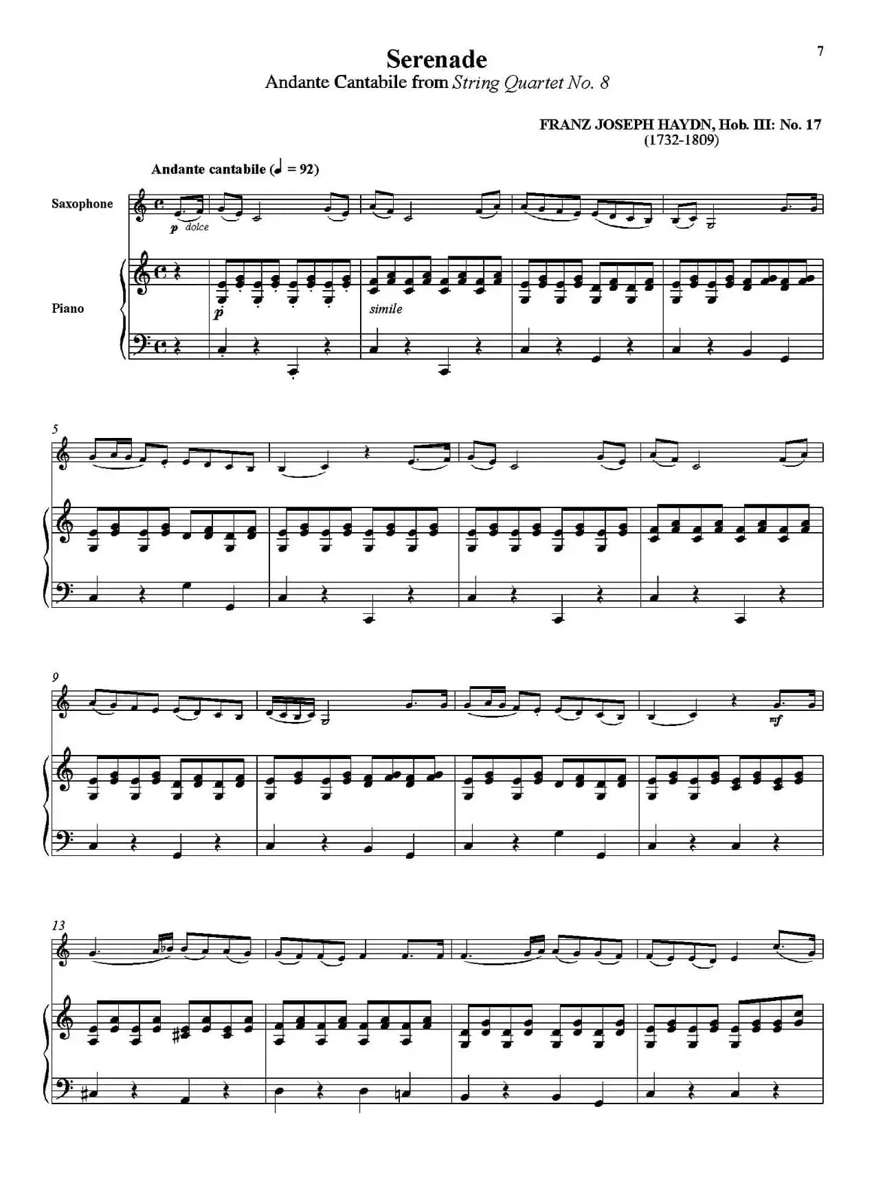 Serenade（萨克斯+钢琴伴奏）