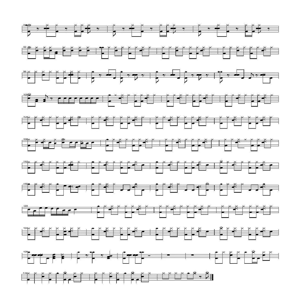 好想大声说爱你（架子鼓谱）