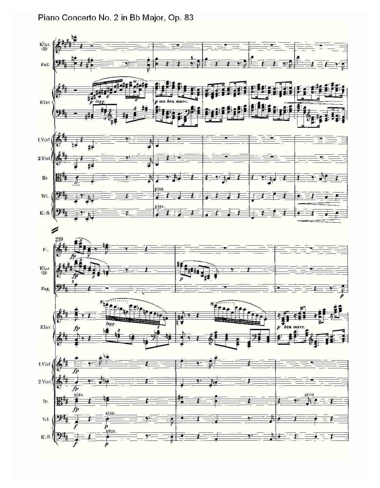 Bb大调钢琴第二协奏曲, Op.83第一乐章（一）