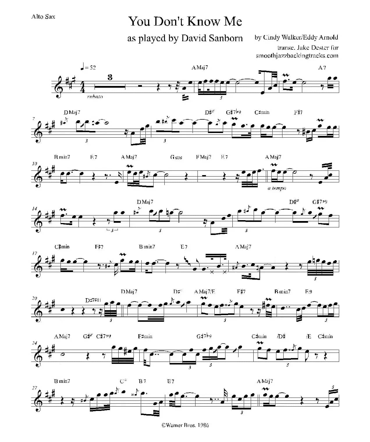 You Don't Know Me（中音萨克斯谱）