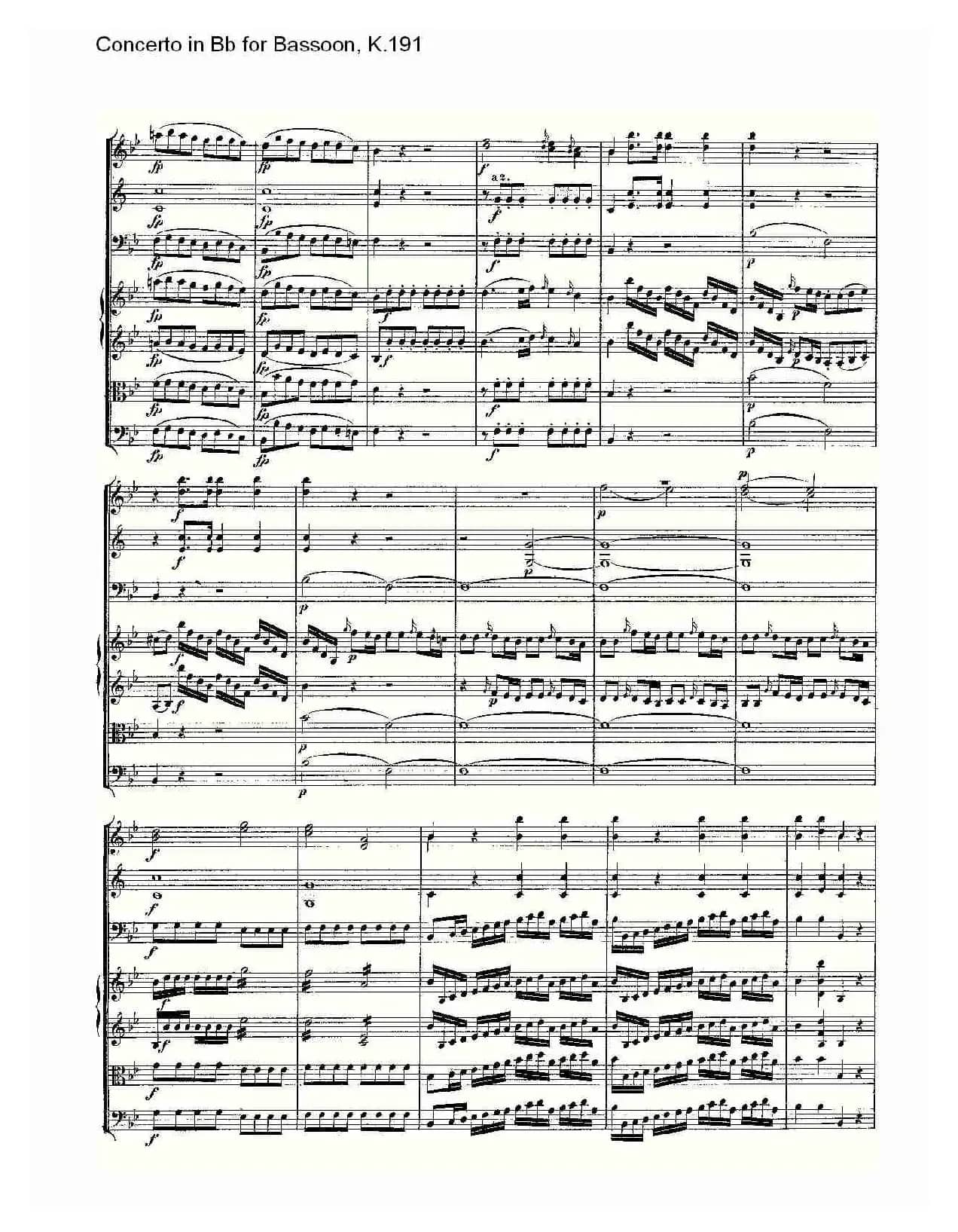 Concerto in Bb for Bassoon, K.191（降B大调大管协奏曲）