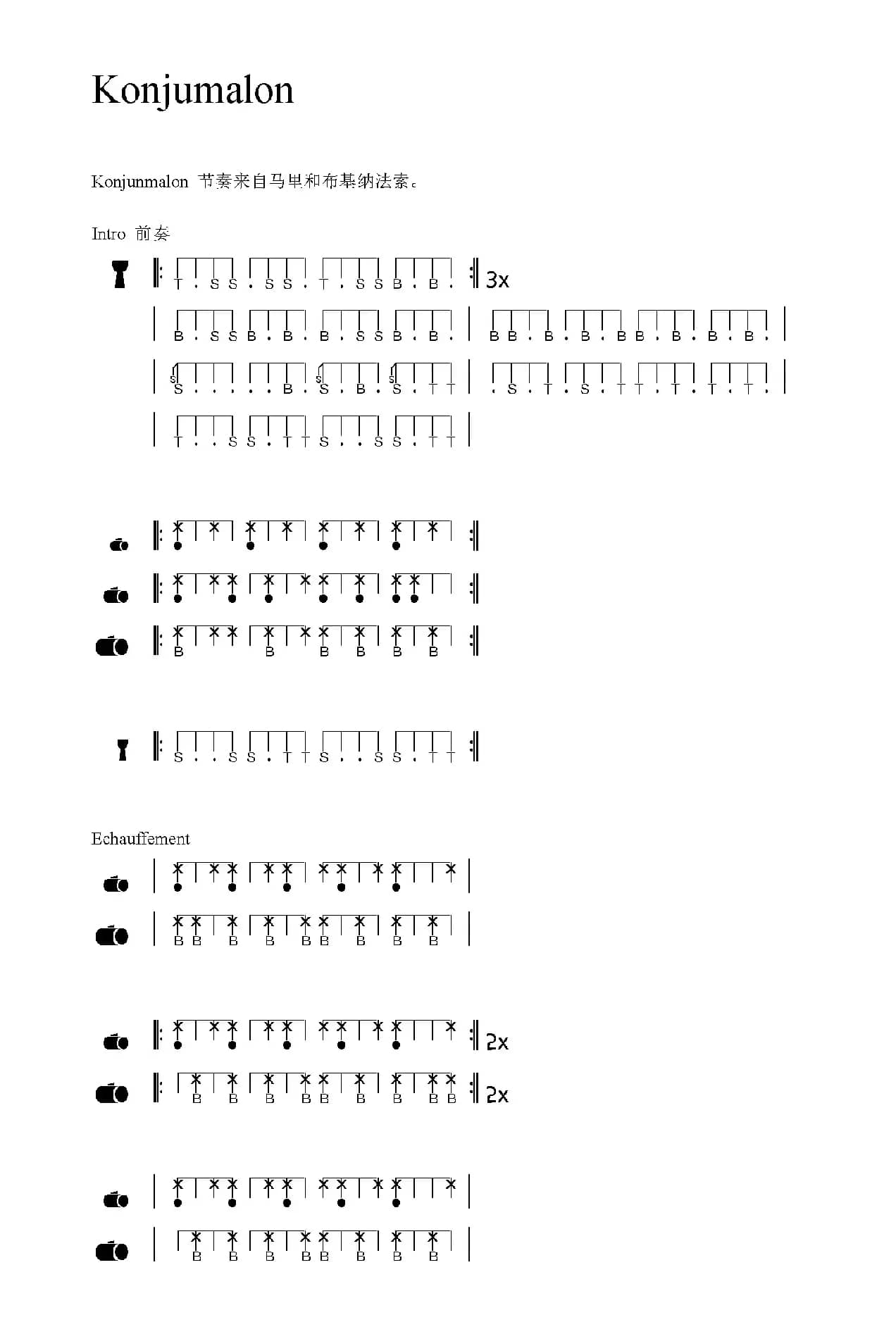 Konjumalon（非洲手鼓谱）