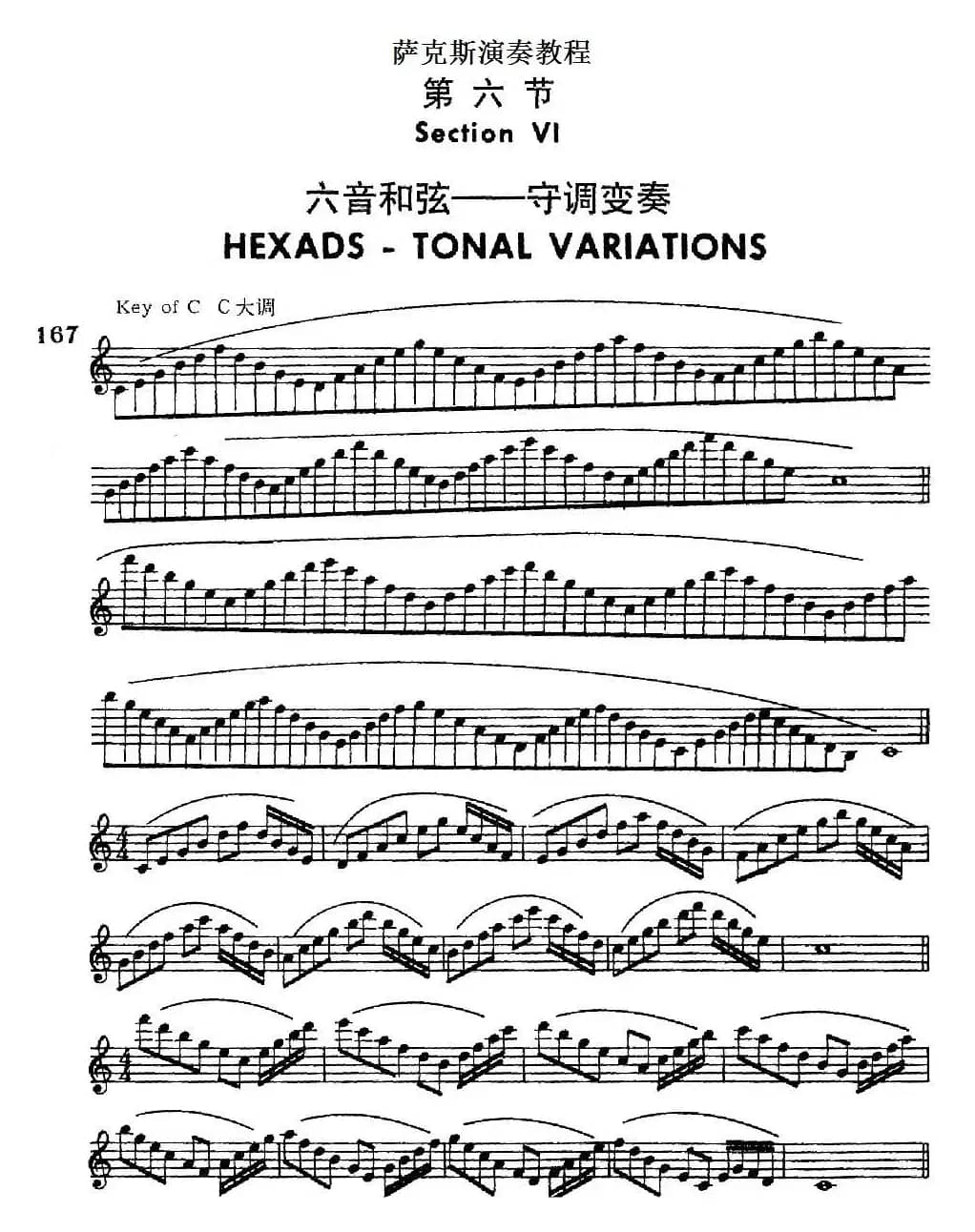 萨克斯演奏教程第六节（六音和弦-守调变奏）